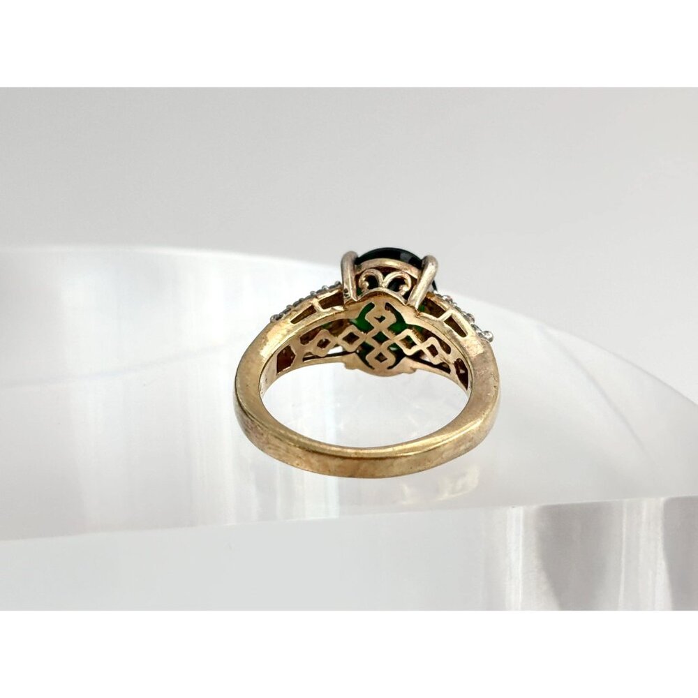 Chrome Diopside Sterling Silver Gilt (Vermeil) Gemstone Vintage Cocktail Ring 7 - Picture 4 of 10